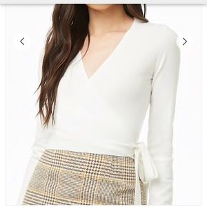 Sweater-knit wrap top